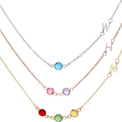 Custom Birthstone Necklace with Initials