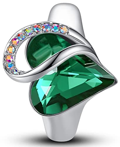 Infinity Love Heart Ring with May Birthstone