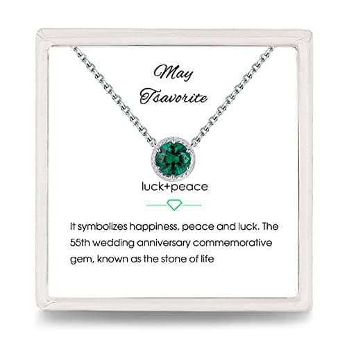 May Birthstone Necklace with Emerald