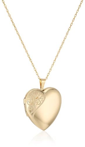 14k Gold-Filled Engraved Heart Locket Necklace
