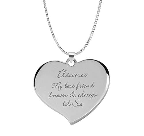 Engraved Silver Heart Necklace Pendant