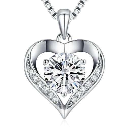 Moissanite Heart Necklace with 'I Love You' Engraving