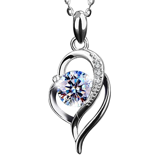 Moissanite Sterling Silver Necklace with Jewelry Box