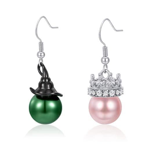 Wicked-Inspired Green and Pink Pearl Earrings