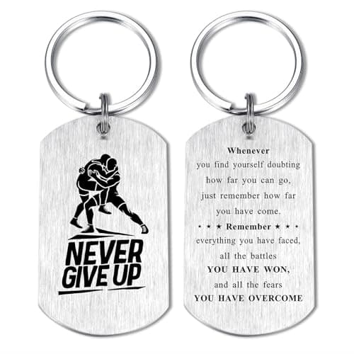 Never Give Up Wrestling Keychain